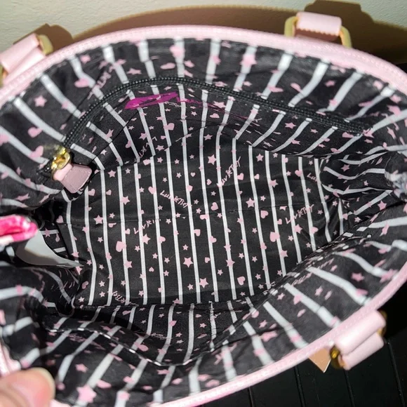 🚫SOLD🚫 Betsey Johnson Pink Floral Polka Dot Amelia Satchel - Picture 6 of 9